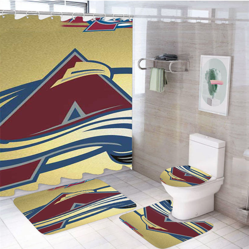 Colorado Avalanche Tan Fade 4Pcs Bathroom Set Shower Curtain
