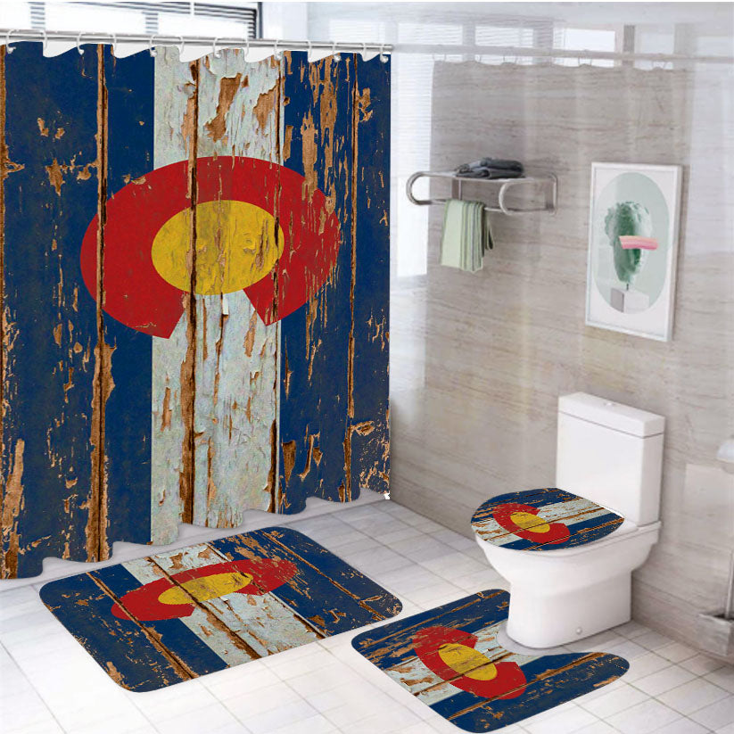 Colorado State Flag 4Pcs Bathroom Set Shower Curtain