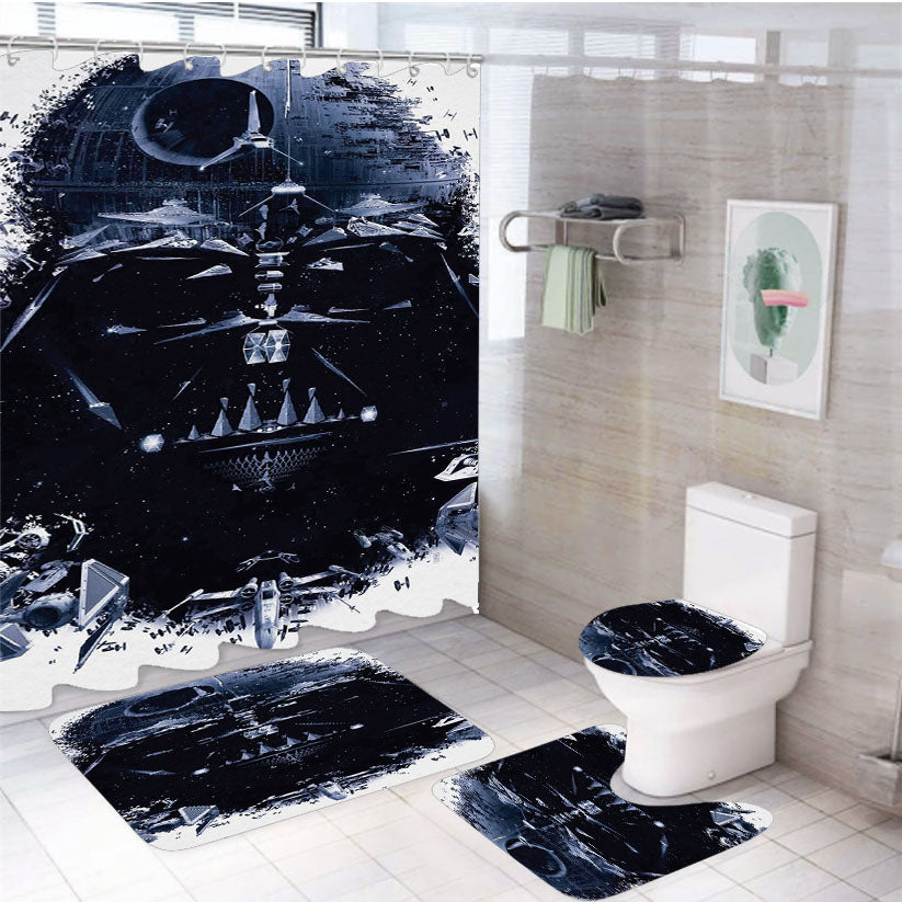 Cool Star Wars Backgrounds 4Pcs Bathroom Set Shower Curtain