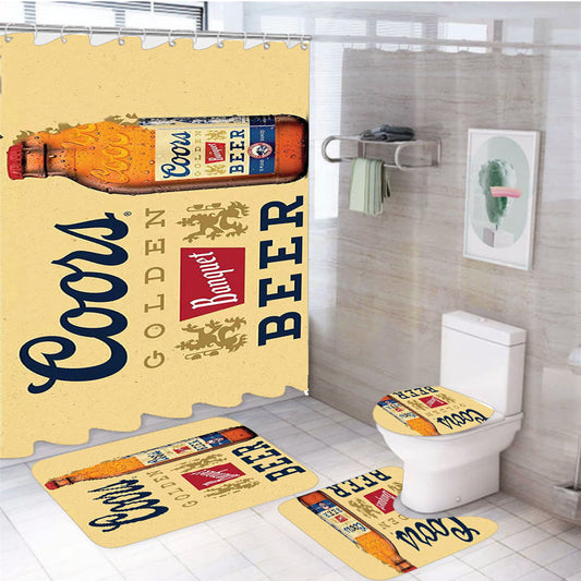 Coors Golden Banquet Beer 4Pcs Bathroom Set Shower Curtain