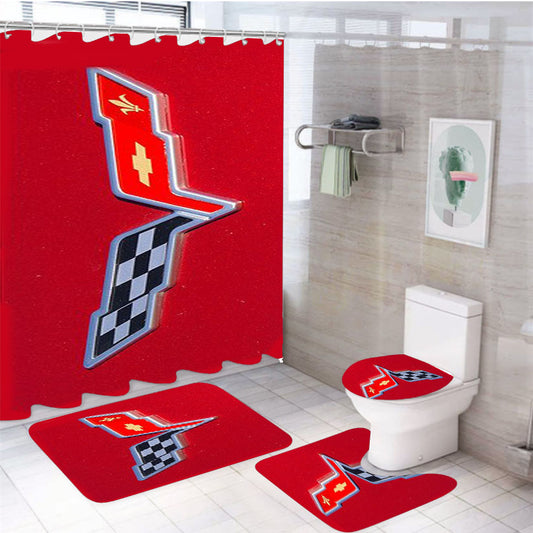 Corvette Flag 4Pcs Bathroom Set Shower Curtain