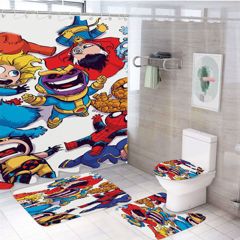 Cover Marvel 2 4Pcs Bathroom Set Shower Curtain