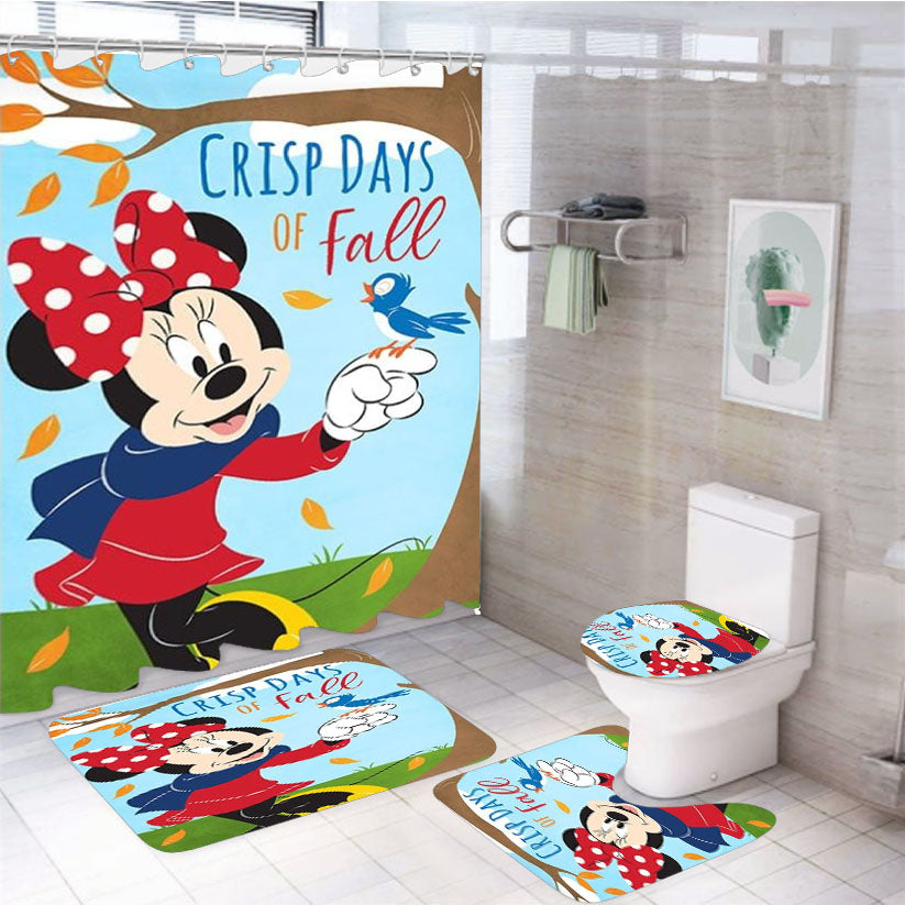 Crisp Days Of Fall Minnie 4Pcs Bathroom Set Shower Curtain