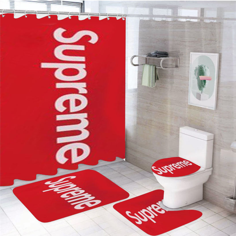 Custom Supreme Box Logo 4Pcs Bathroom Set Shower Curtain