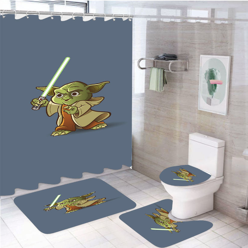 Cute Funny Yoda Star Wars 4Pcs Bathroom Set Shower Curtain