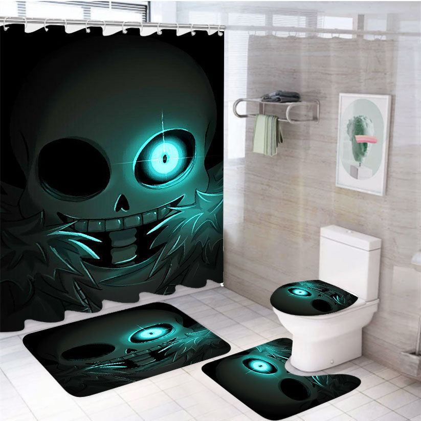 Cute Undertale Sans Skull Skeleton  4Pcs Bathroom Set Shower Curtain