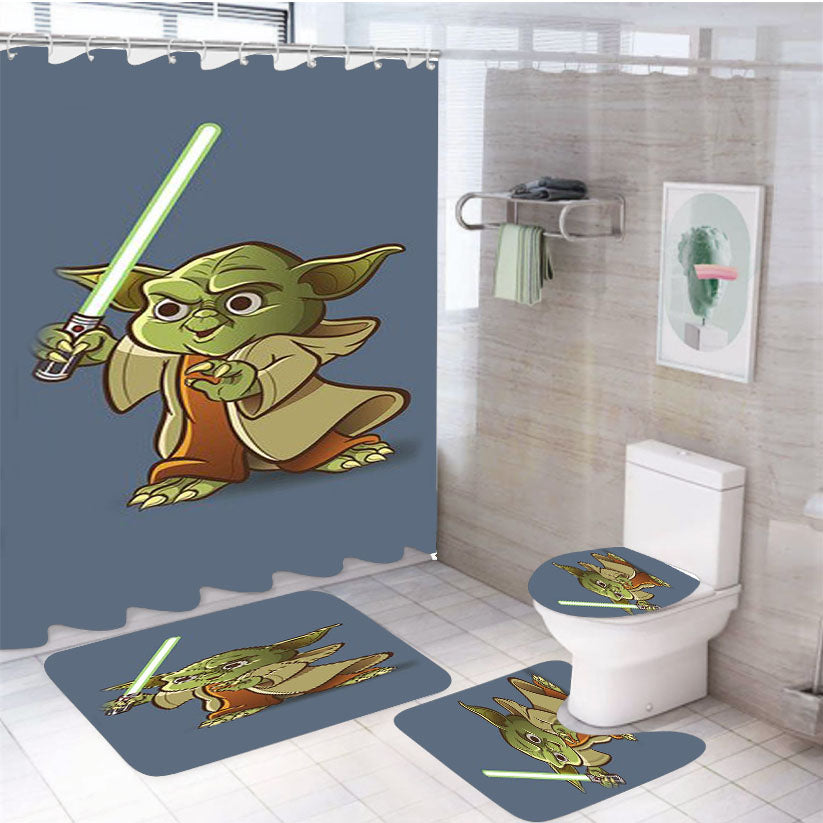 Cute Yoda Star Wars 4Pcs Bathroom Set Shower Curtain