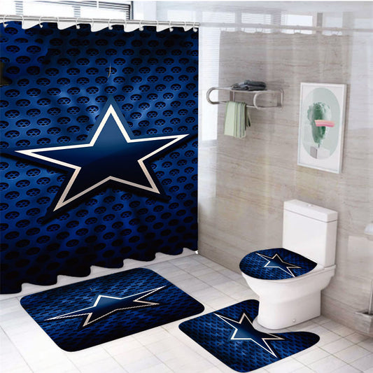 Dallas Cowboys Blue Logo 8 4Pcs Bathroom Set Shower Curtain