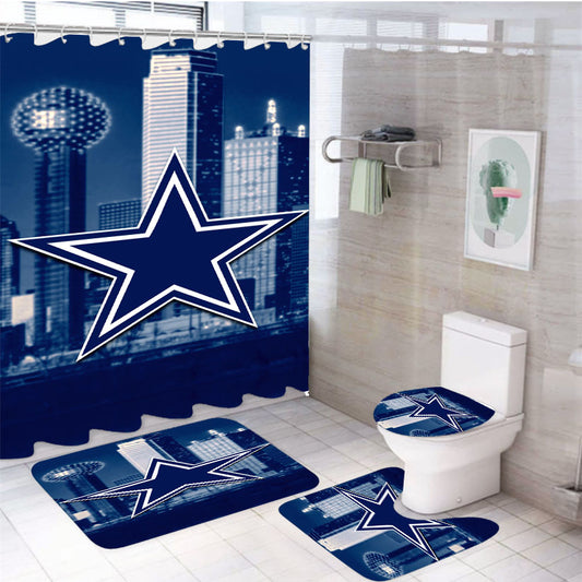 Dallas Cowboys City Themed 4Pcs Bathroom Set Shower Curtain