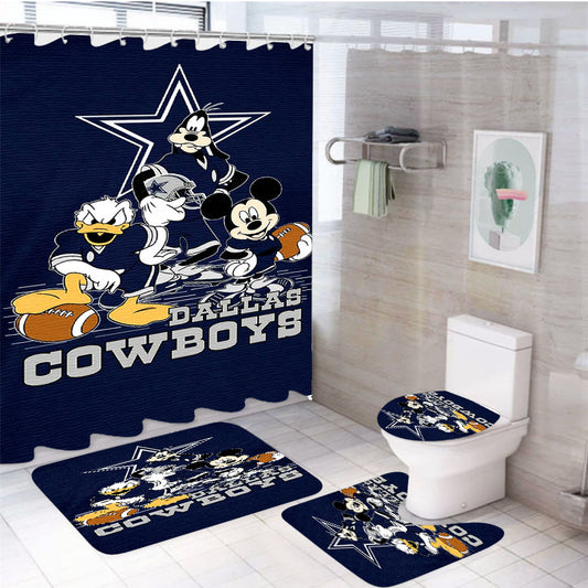 Dallas Cowboys Disney 4Pcs Bathroom Set Shower Curtain