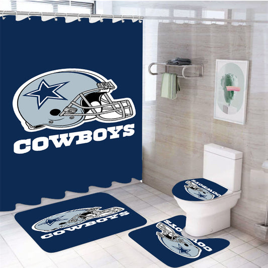 Dallas Cowboys Helmet Logo 4Pcs Bathroom Set Shower Curtain