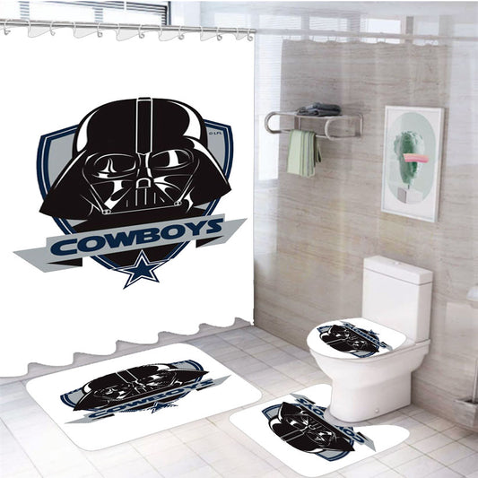 Dallas Cowboys Nfl Star Wars Darth Vader 4Pcs Bathroom Set Shower Curtain