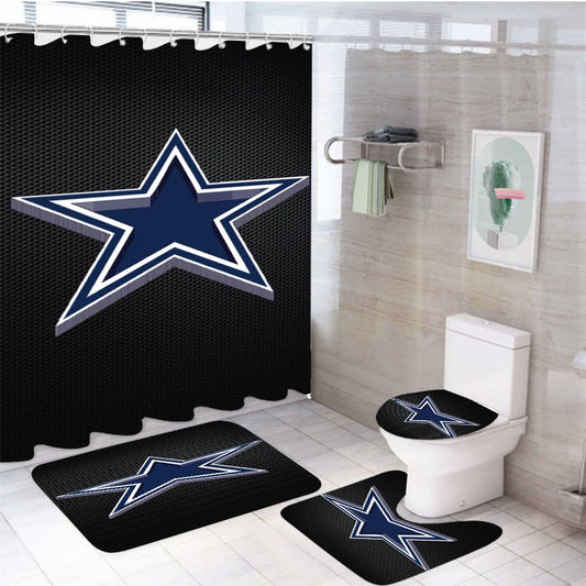 Dallas Cowboys Wallapaper Carbon 4Pcs Bathroom Set Shower Curtain