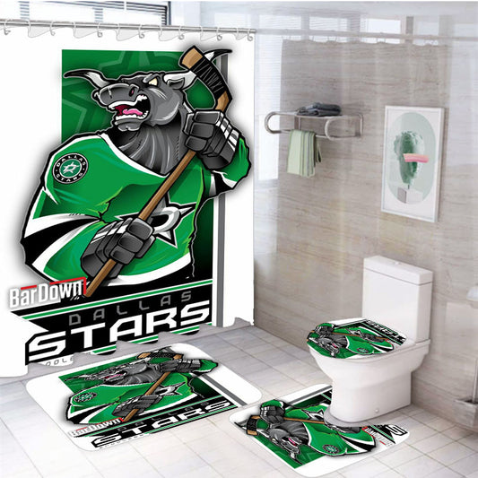 Dallas Stars Hockey 4Pcs Bathroom Set Shower Curtain