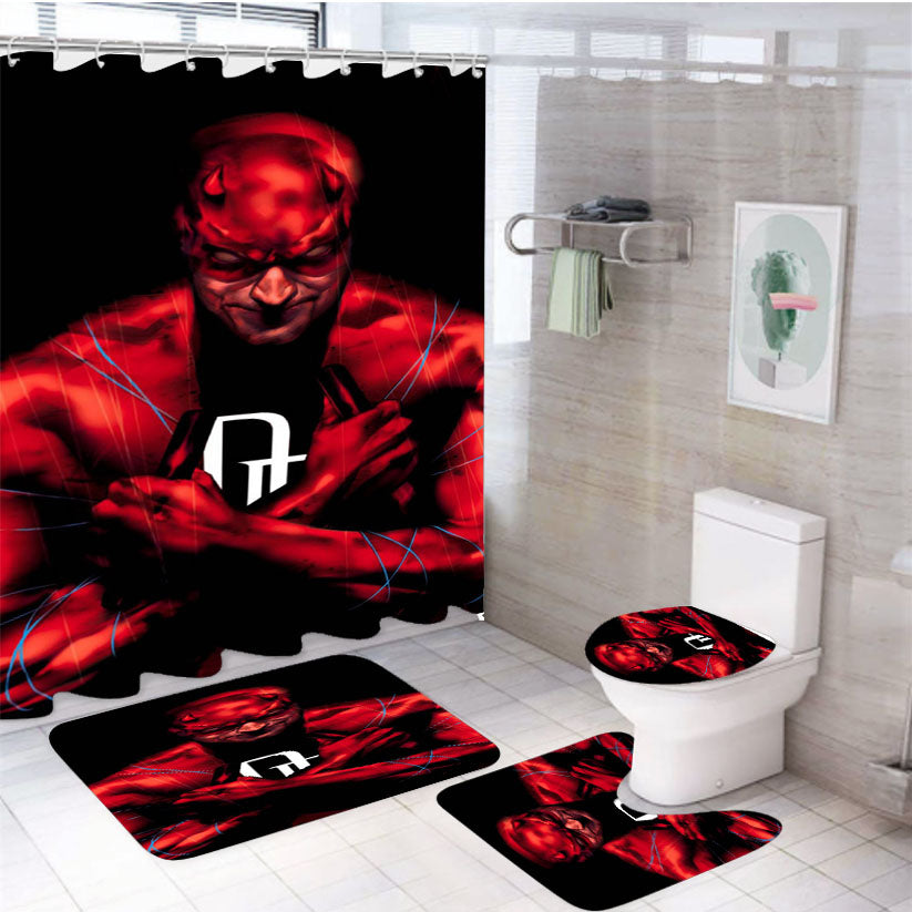 Daredevil Art Marvel Comics 4Pcs Bathroom Set Shower Curtain