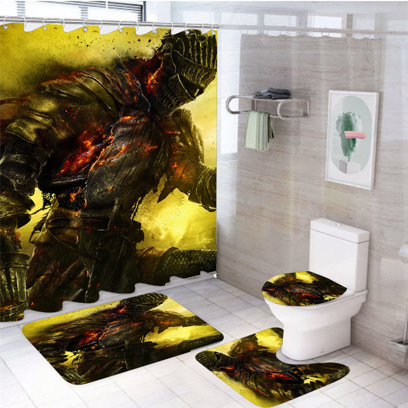 Dark Souls Knight 4Pcs Bathroom Set Shower Curtain