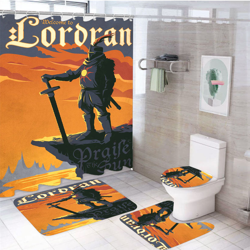 Dark Souls Lordran Praise The Sun 4Pcs Bathroom Set Shower Curtain