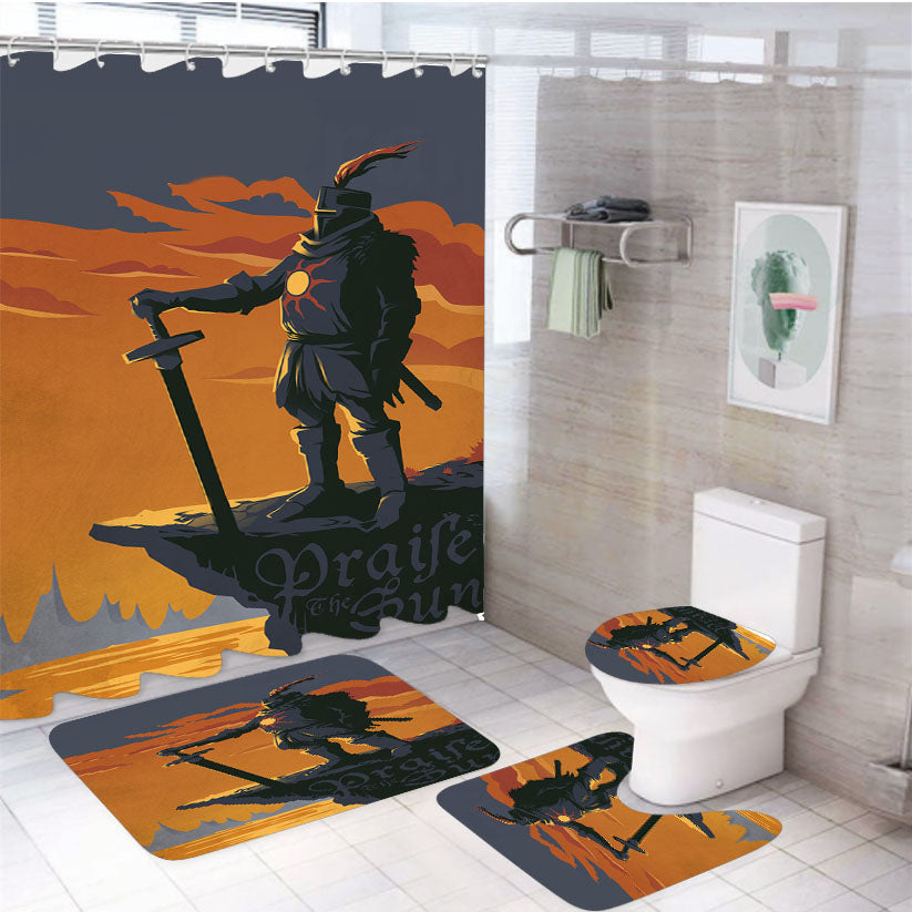 Dark Souls Praise The Sun 4Pcs Bathroom Set Shower Curtain