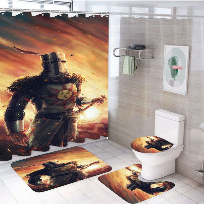 Dark Souls Solaire Fan Art 4Pcs Bathroom Set Shower Curtain