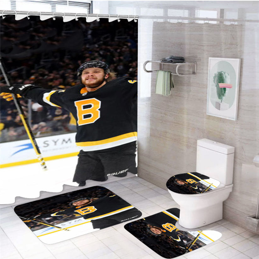 David Pastrnak Boston Bruins Nhl 4Pcs Bathroom Set Shower Curtain