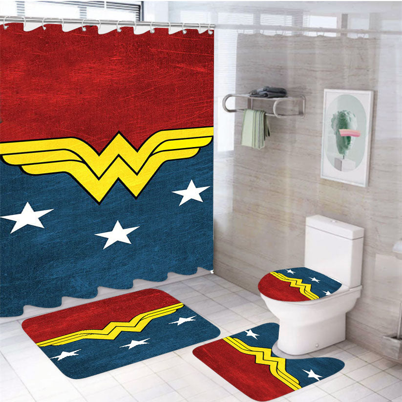 Dc Wonder Woman Icon 4Pcs Bathroom Set Shower Curtain
