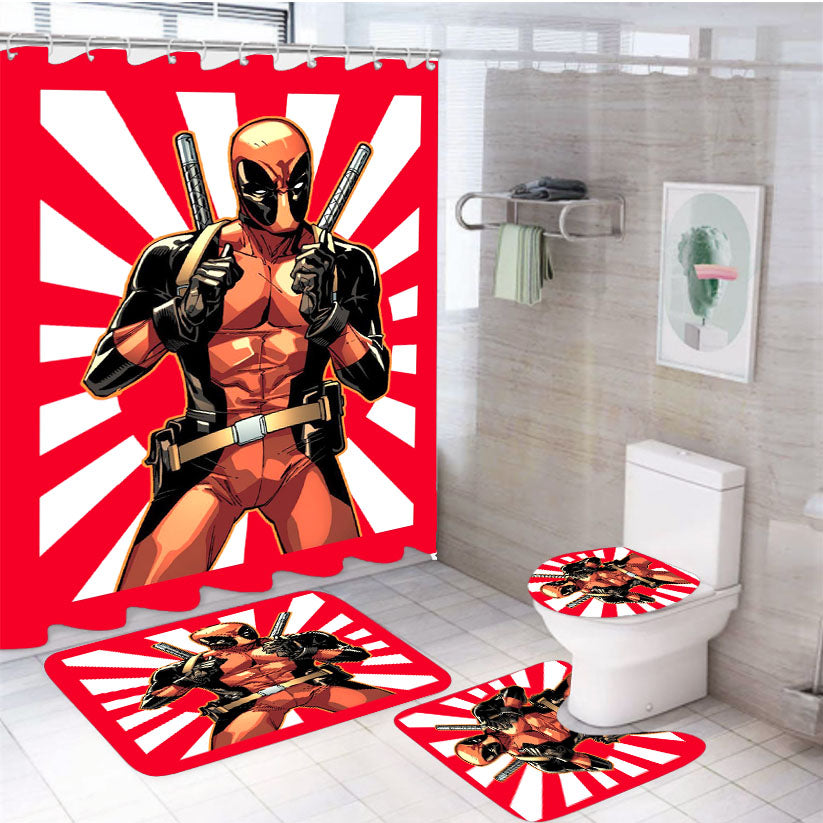 Deadpool Wade Winston Wilson Anti Hero Marvel Comics Mercenary 4Pcs Bathroom Set Shower Curtain