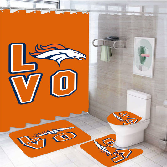 Denver Broncos 4Pcs Bathroom Set Shower Curtain