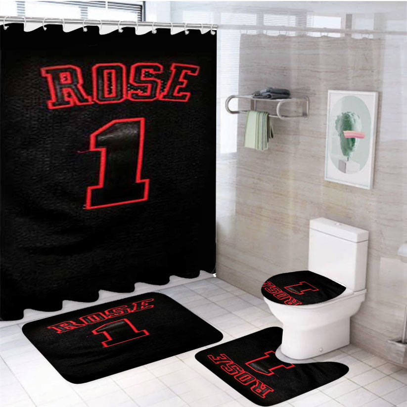 Derrick Rose Jersey 4Pcs Bathroom Set Shower Curtain