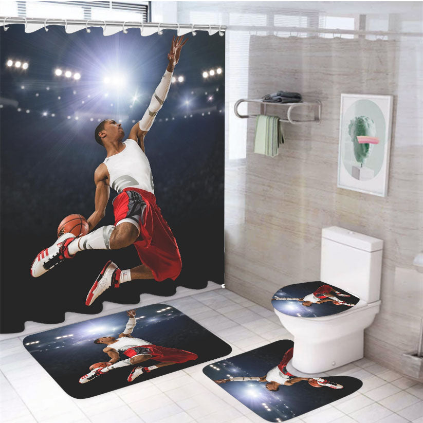 Derrick Rose Slam Dunk 4Pcs Bathroom Set Shower Curtain