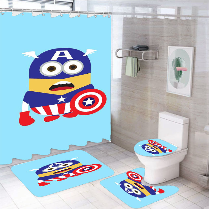 Despicable Me Captain America 4Pcs Bathroom Set Shower Curtain