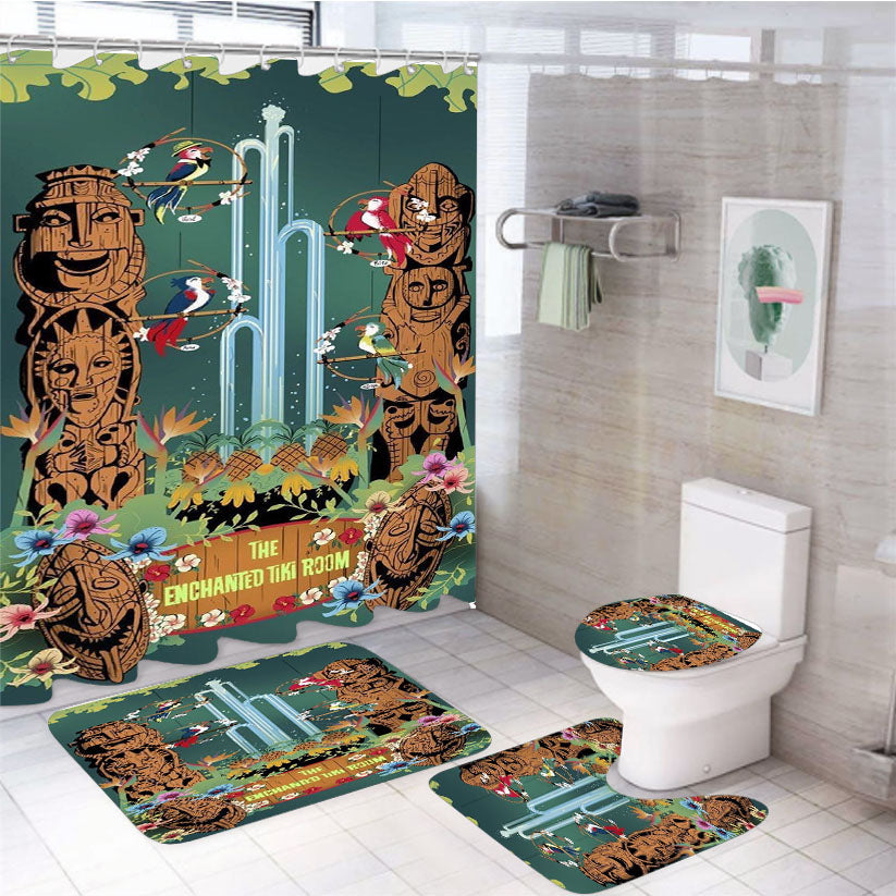 Disney Enchanted Tiki Room 4Pcs Bathroom Set Shower Curtain