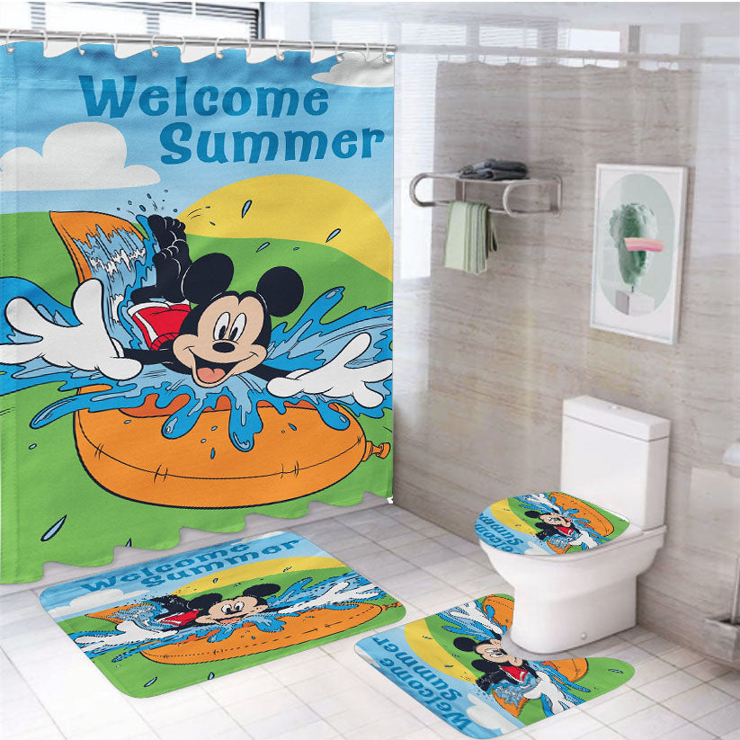 Disney Make A Splash Mickey 4Pcs Bathroom Set Shower Curtain