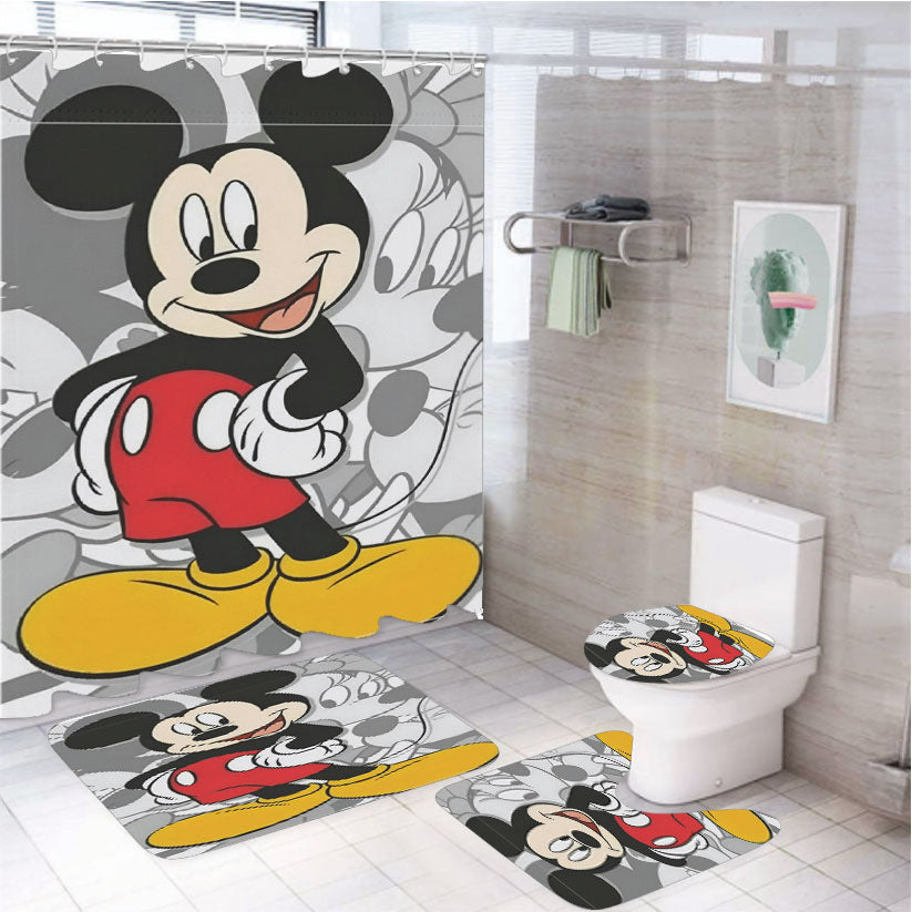 Disney Mickey Mouse And Minnie Mouse 4Pcs Bathroom Set Shower Curtain