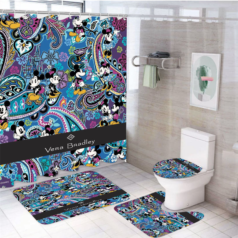 Disney Mickey Mouse Vera Bradley 4Pcs Bathroom Set Shower Curtain