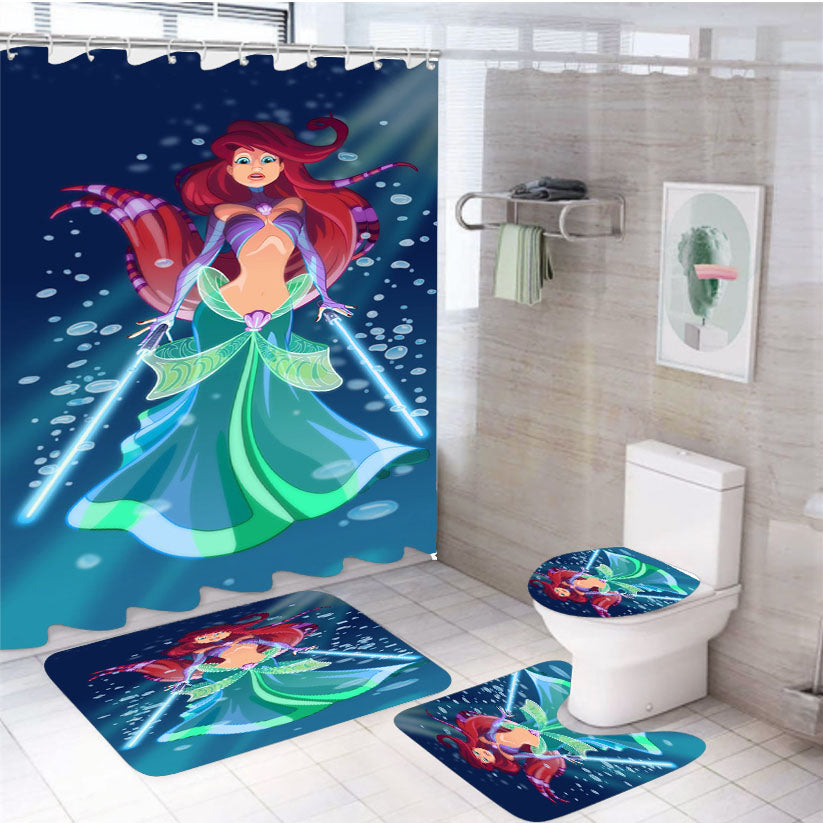 Disney Princess Star Wars Little Mermaid 4Pcs Bathroom Set Shower Curtain