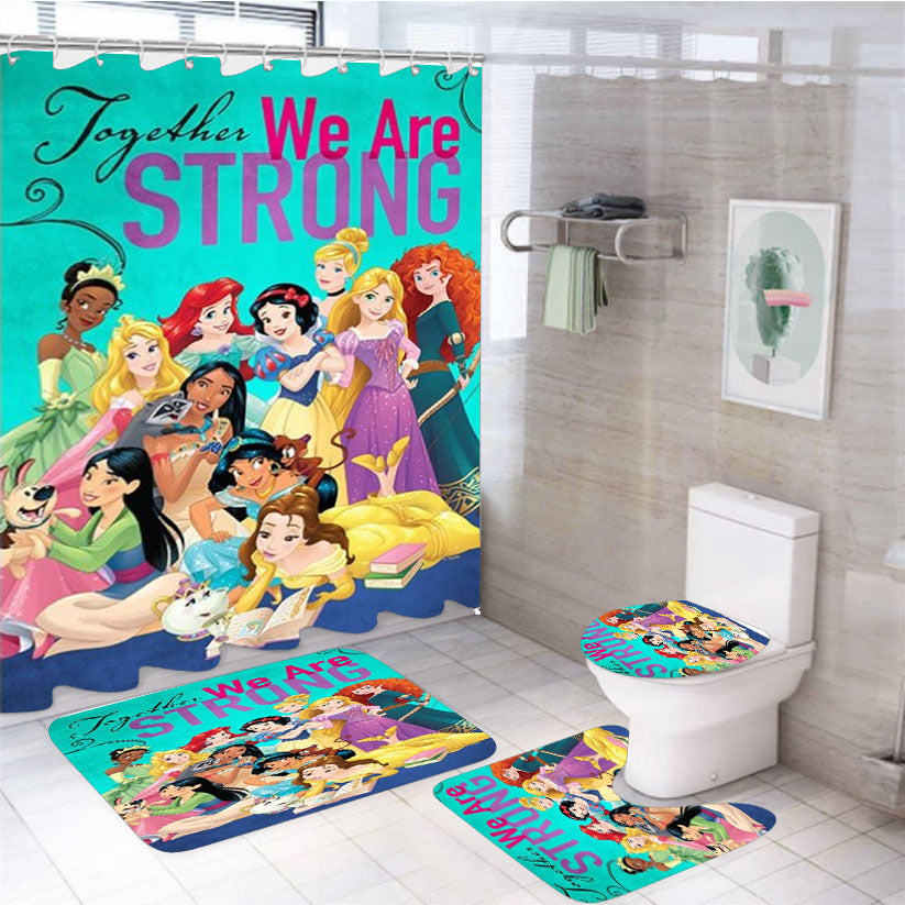 Disney Princess Together We Are Strong 4Pcs Bathroom Set Shower Curtain