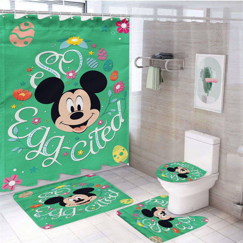 Disney So Egg-Cited Easter Mickey Mouse 4Pcs Bathroom Set Shower Curtain