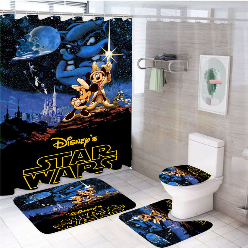 Disney Star Wars 4Pcs Bathroom Set Shower Curtain