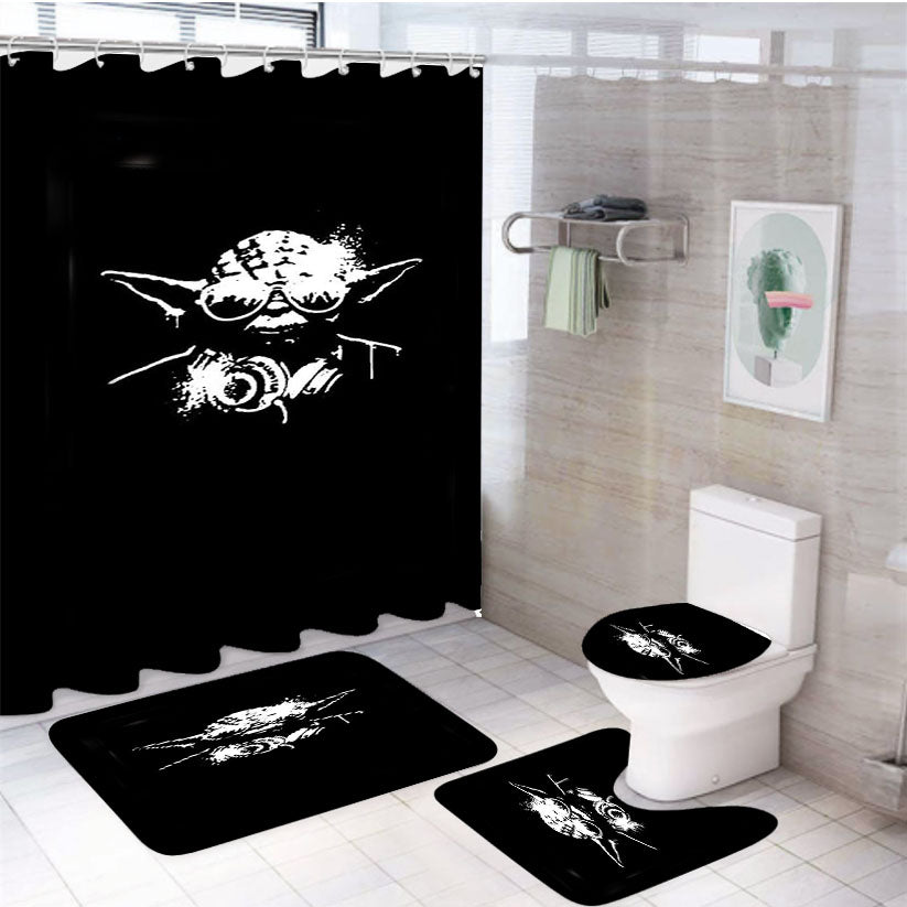 Dj Yoda Jedi Master Star Wars The Force 4Pcs Bathroom Set Shower Curtain