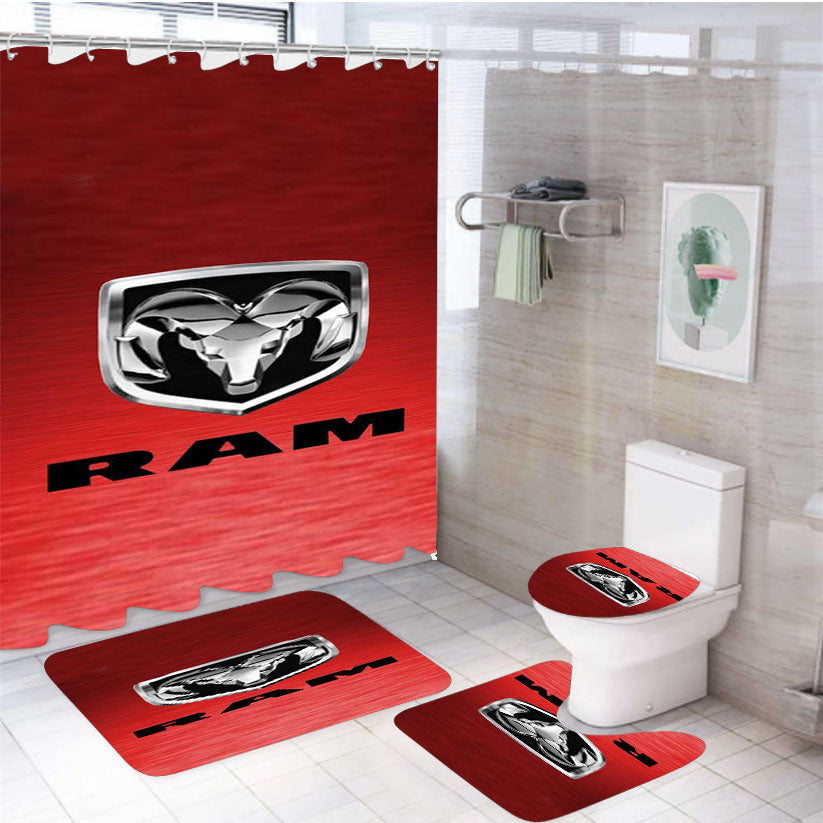 Dodge Ram 4Pcs Bathroom Set Shower Curtain