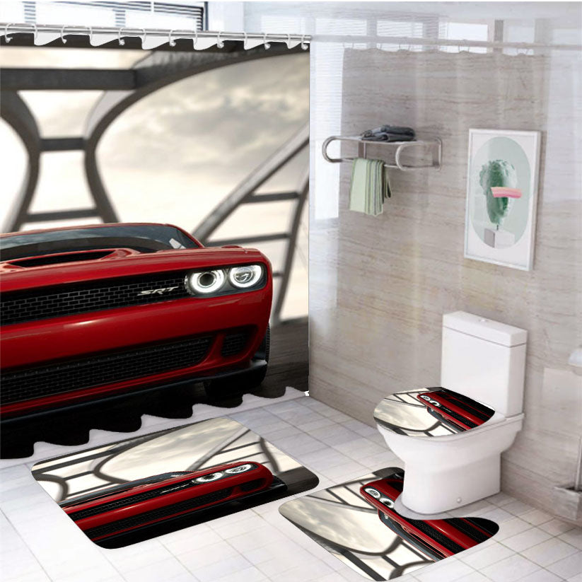 Dodge Srt 4Pcs Bathroom Set Shower Curtain
