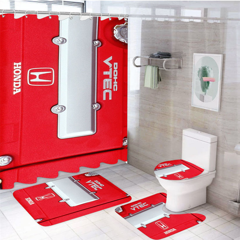 Dohc Vtec Honda Vtec 4Pcs Bathroom Set Shower Curtain