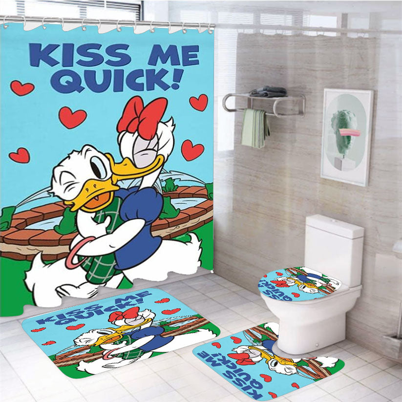 Donald & Daisy Kisses 4Pcs Bathroom Set Shower Curtain