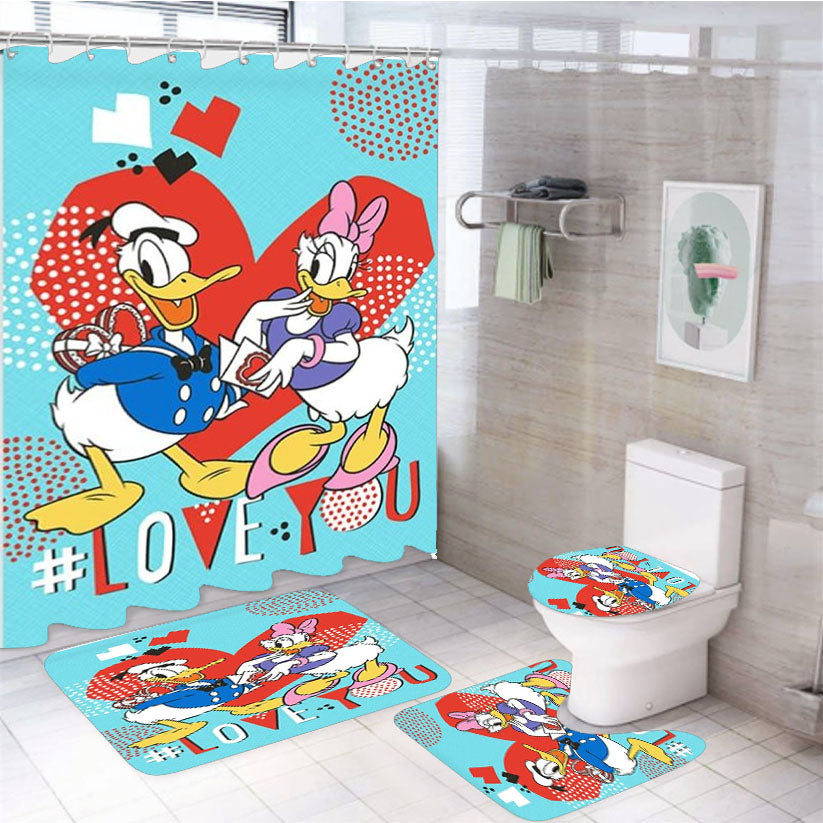 Donald And Daisy Sweethearts 4Pcs Bathroom Set Shower Curtain