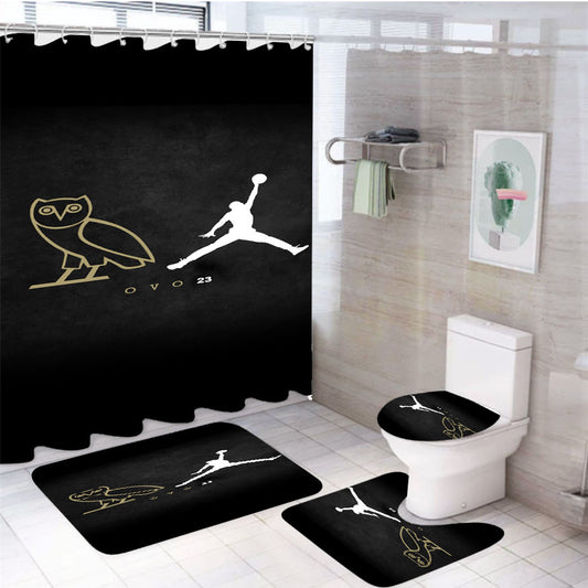 Drake Ovo X Jordan 4Pcs Bathroom Set Shower Curtain