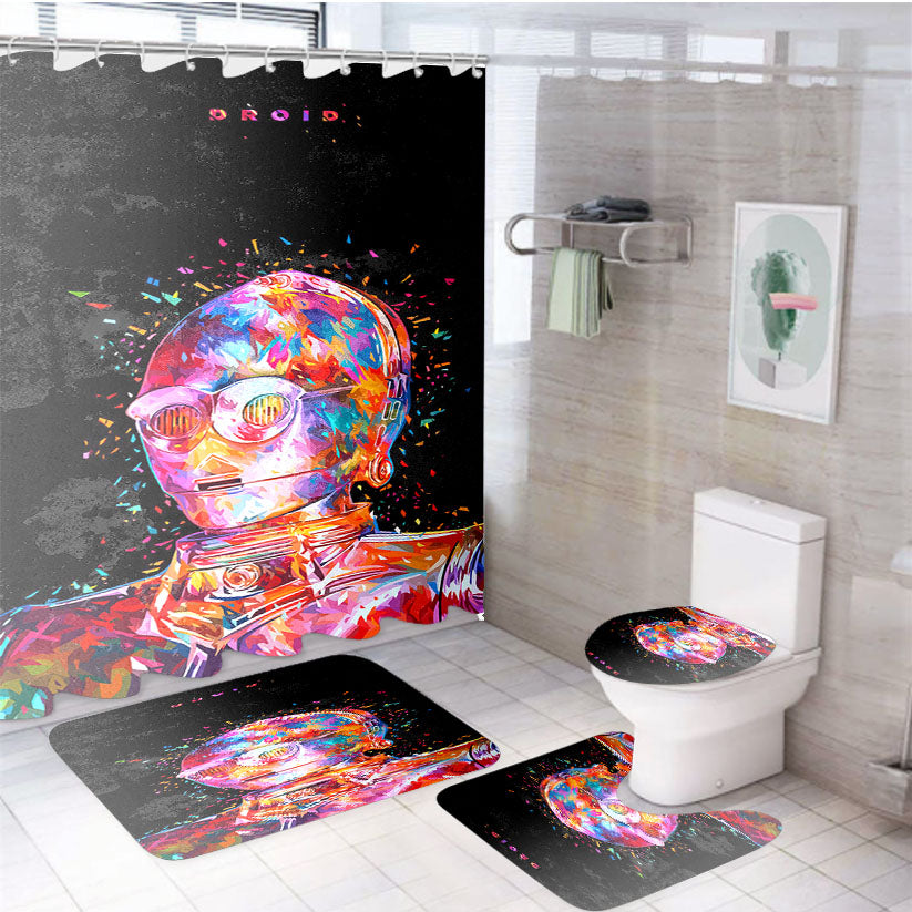 Droid Of Star Wars Colorful 4Pcs Bathroom Set Shower Curtain