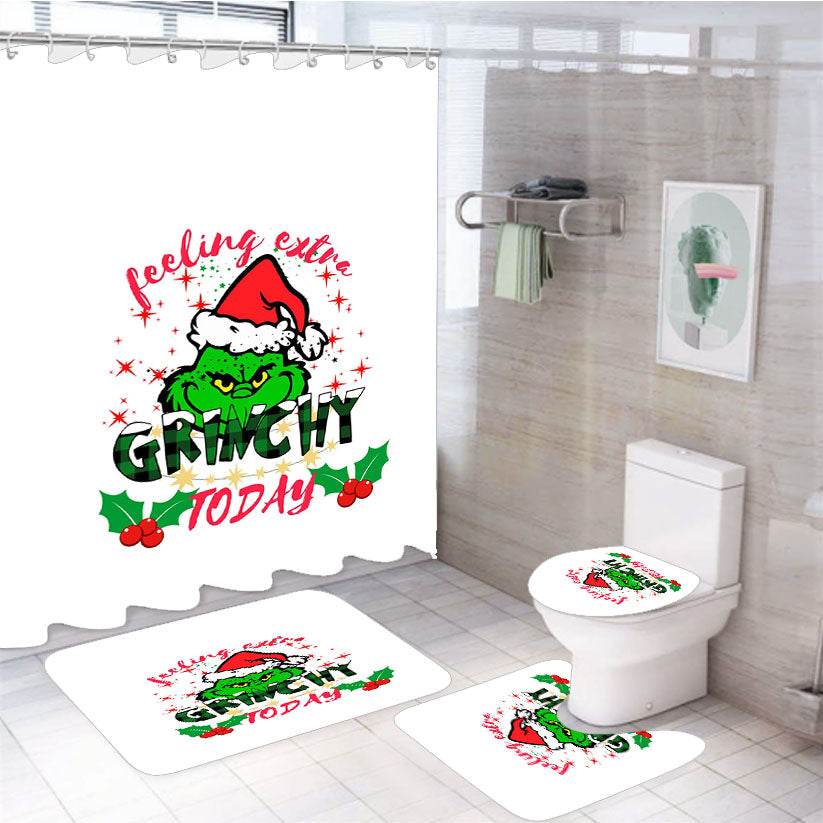 Feeling Extra Grinchy Today Christmas Grinchmas 4Pcs Bathroom Set Shower Curtain