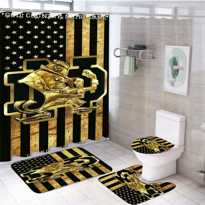 Fighting Irish Notre Dame Football Golden Flag 4Pcs Bathroom Set Shower Curtain