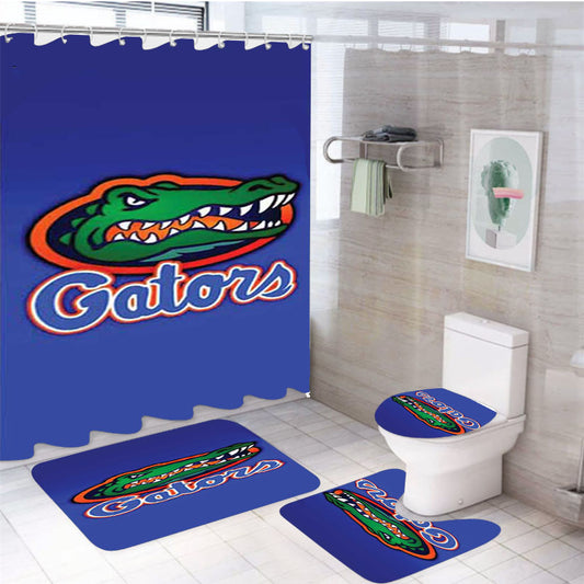 Florida Gators Logo On Blue Fade 4Pcs Bathroom Set Shower Curtain