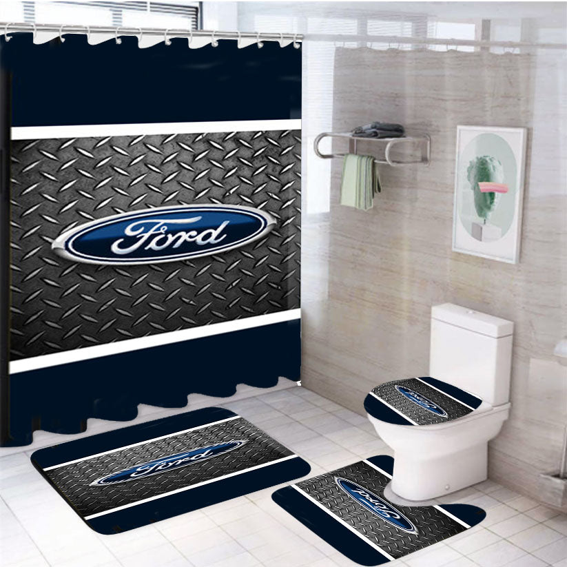 Ford Logo 4Pcs Bathroom Set Shower Curtain